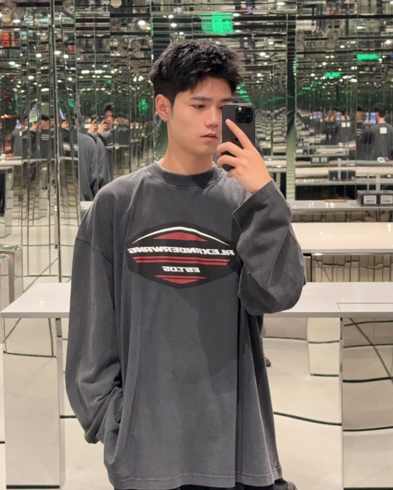 Charcoal Graphic Logo Long Sleeve T-Shirt