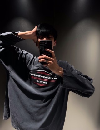 Charcoal Graphic Logo Long Sleeve T-Shirt view 3