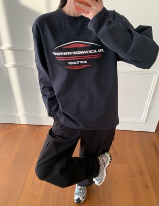 Charcoal Graphic Logo Long Sleeve T-Shirt view 5