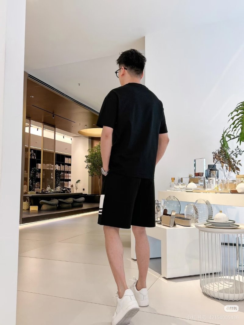 Black & White Colorblock Shorts with Striped Detail