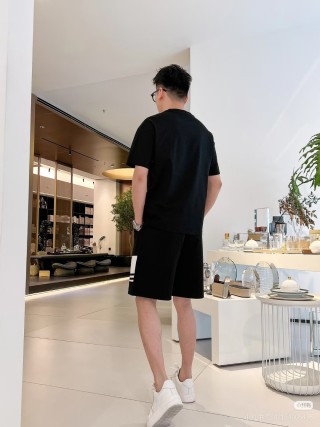 Black & White Colorblock Shorts with Striped Detail view 2