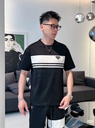 Black & White Colorblock Shorts with Striped Detail view 4