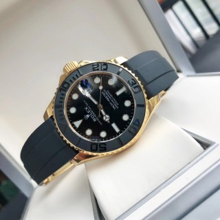 Rolex Yacht-Master 42mm Black Dial Gold Bezel Watch view 5