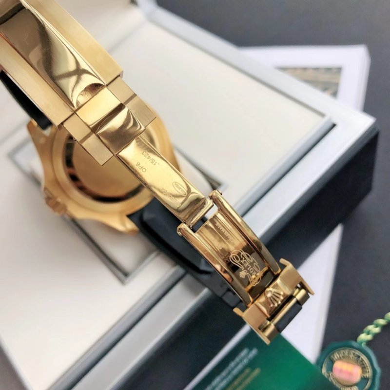 Rolex Yacht-Master 42mm Black Dial Gold Bezel Watch view