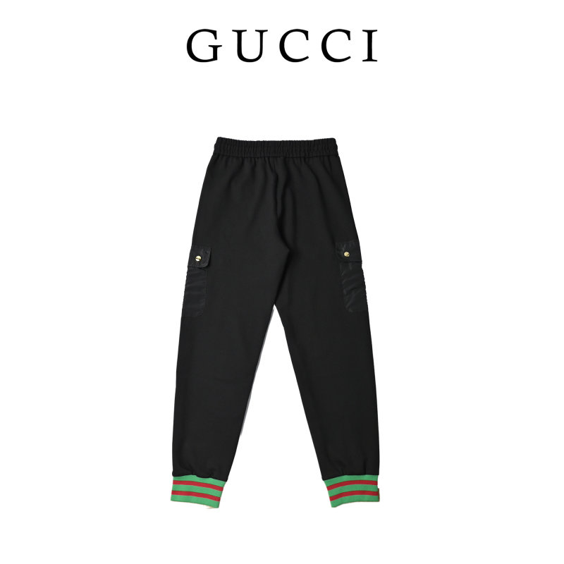 Gucci Black Cargo Pants with Web Stripe Detail view
