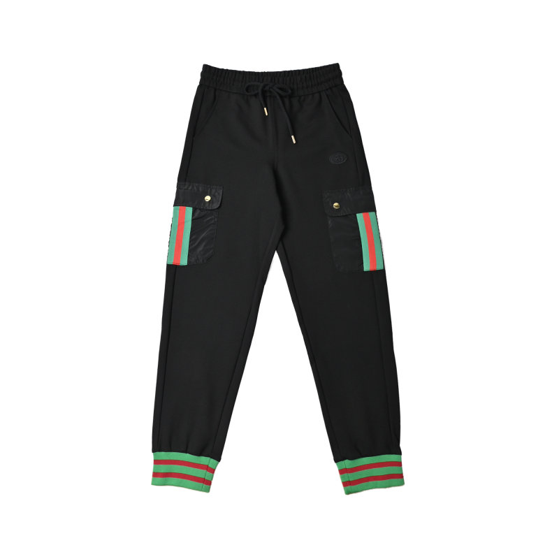 Gucci Black Cargo Pants with Web Stripe Detail view