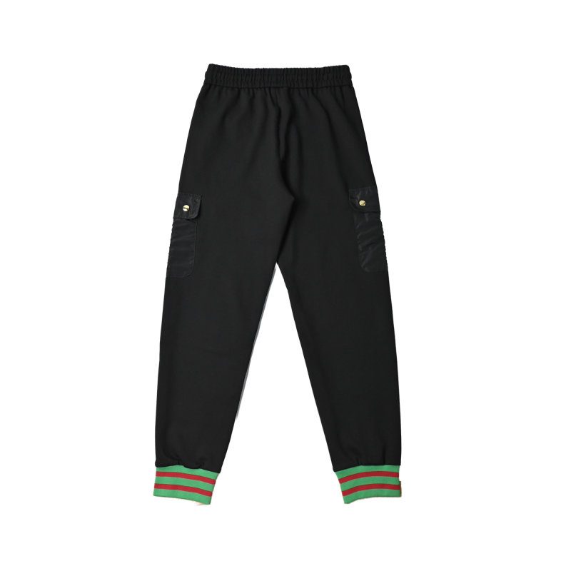 Gucci Black Cargo Pants with Web Stripe Detail view