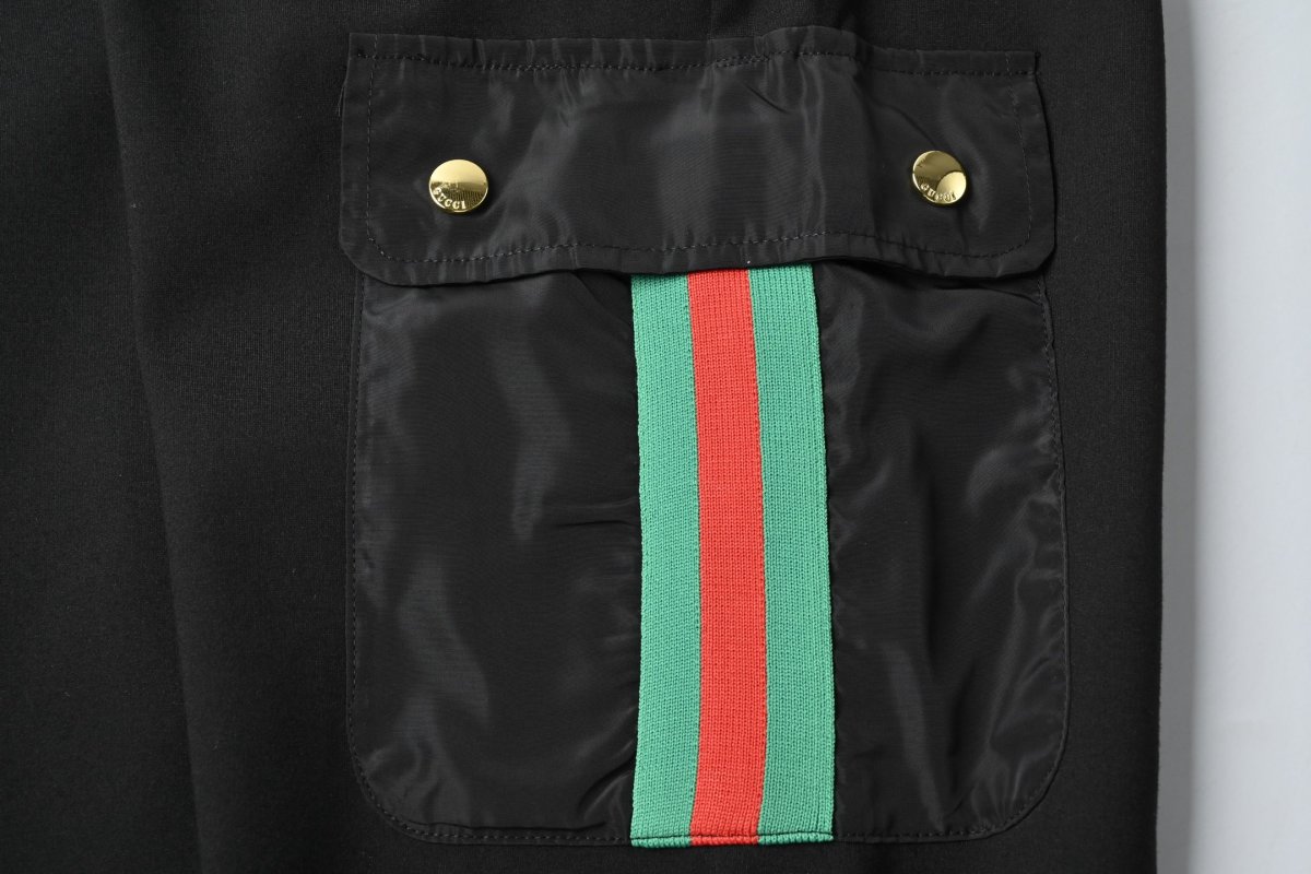 Gucci Black Cargo Pants with Web Stripe Detail view