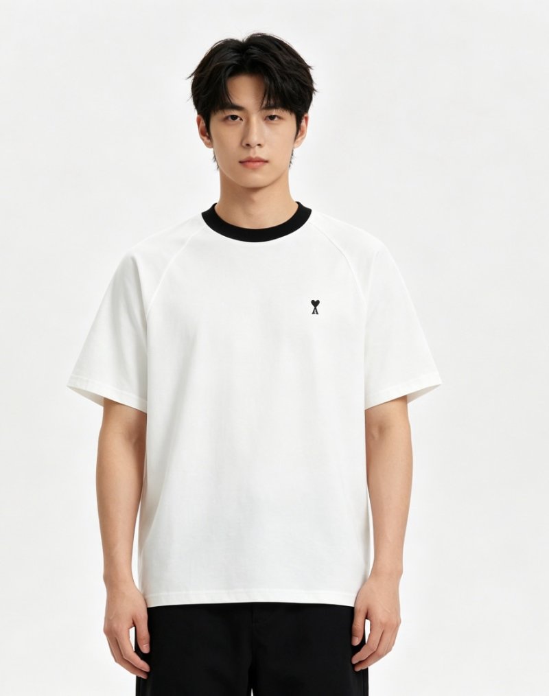 Ami White & Black Crewneck T-Shirt