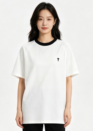 Ami White & Black Crewneck T-Shirt view 2