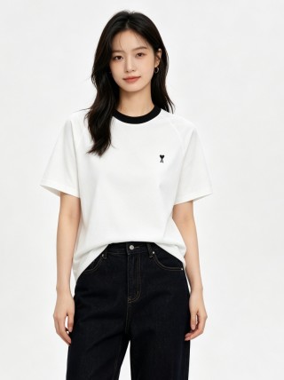 Ami White & Black Crewneck T-Shirt view 3