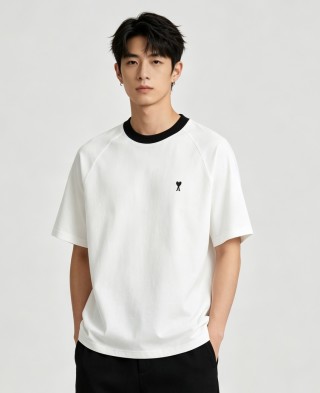 Ami White & Black Crewneck T-Shirt view 4