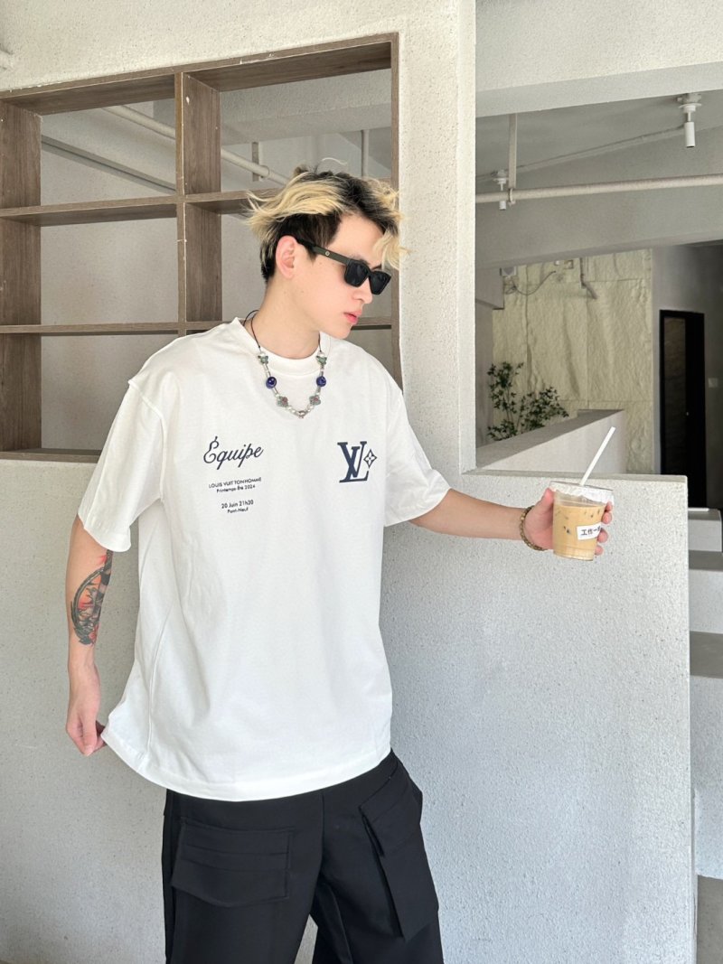 Louis Vuitton Inspired White Graphic Short Sleeve T-Shirt view