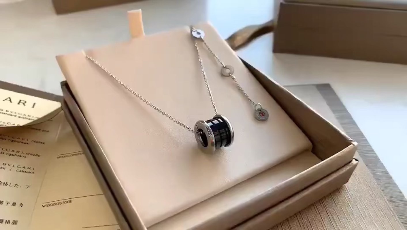 Bvlgari Steel & Black Ceramic Charm Necklace
