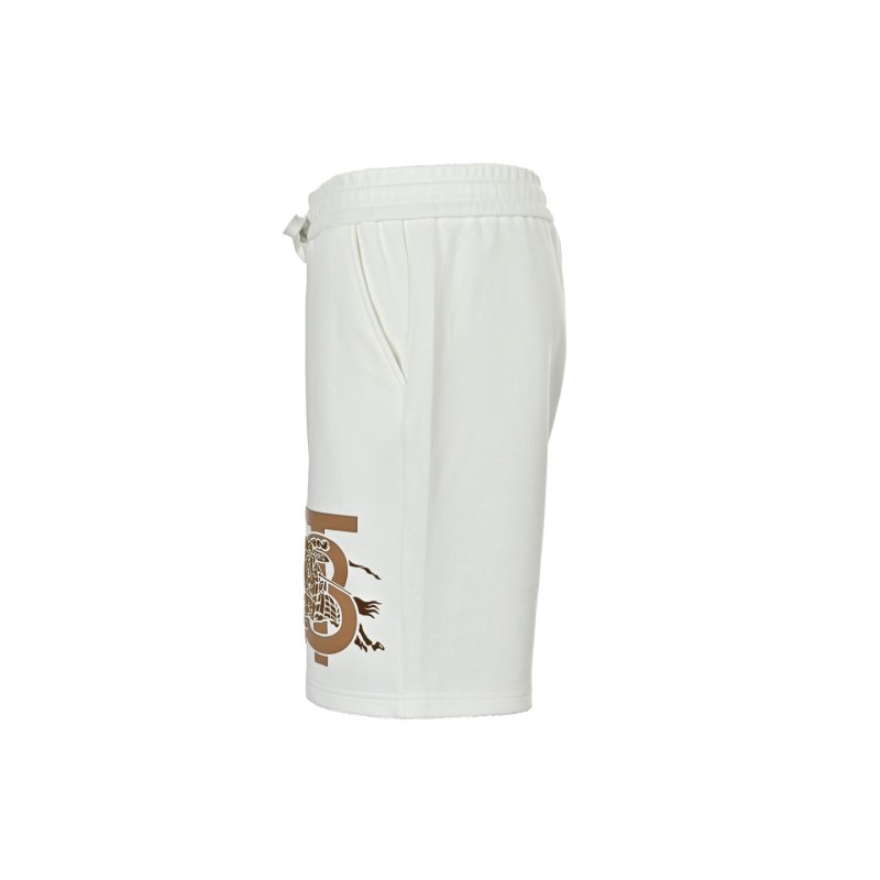 White Drawstring Shorts with Graphic Print view