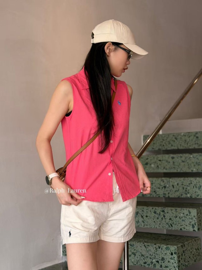 Ralph Lauren Pink Sleeveless Button-Up Shirt