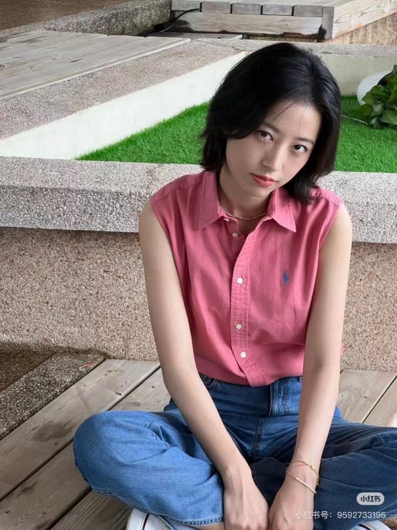 Ralph Lauren Pink Sleeveless Button-Up Shirt view