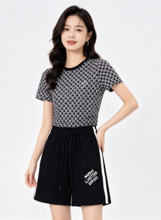 Black Logo Shorts with White Side Stripe