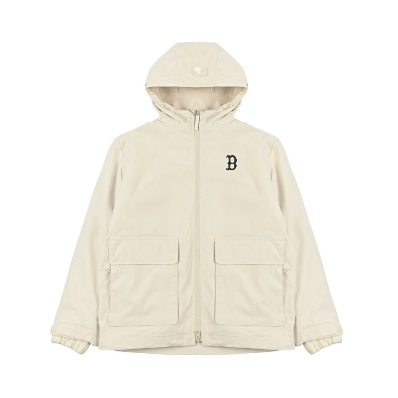 Premium Cream Oversized Windbreaker Jacket with Hood view