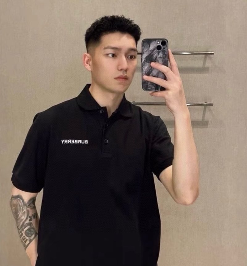 Burberry Black Polo Shirt with Embroidered Logo