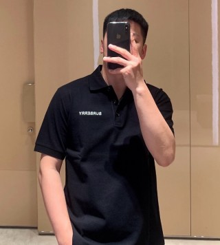 Burberry Black Polo Shirt with Embroidered Logo view 3
