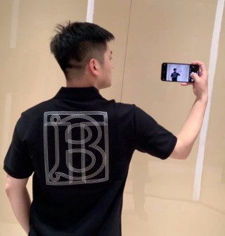 Burberry Black Polo Shirt with Embroidered Logo view 4