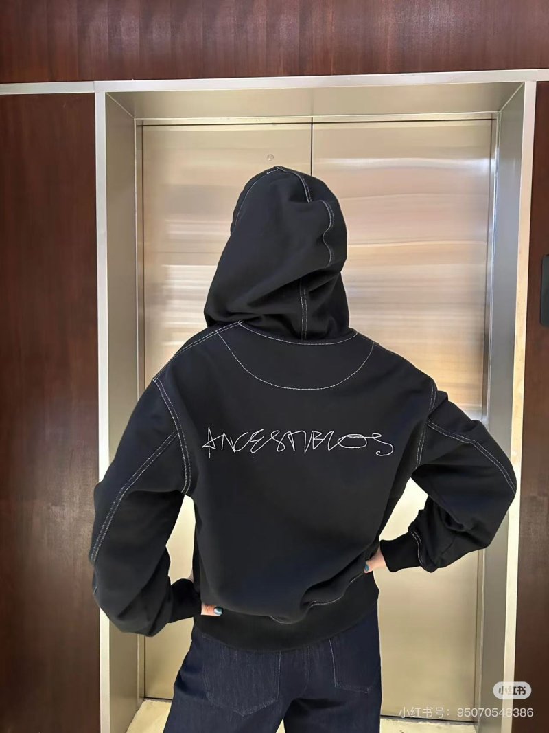 Black Anesthetics Print Hoodie with Contrast Stitching