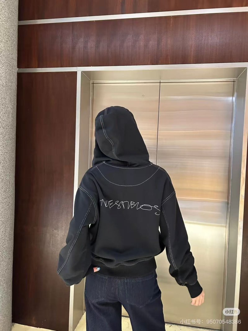 Black Anesthetics Print Hoodie with Contrast Stitching view