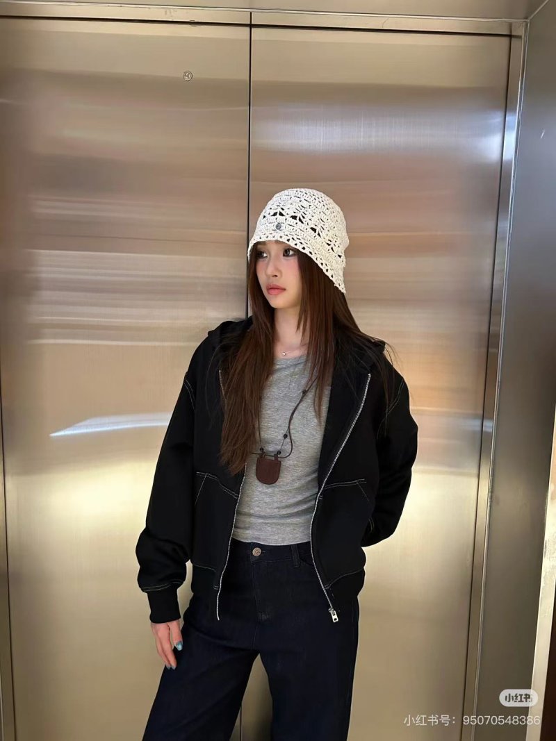 Black Anesthetics Print Hoodie with Contrast Stitching view