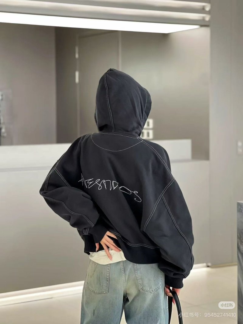Black Anesthetics Print Hoodie with Contrast Stitching view