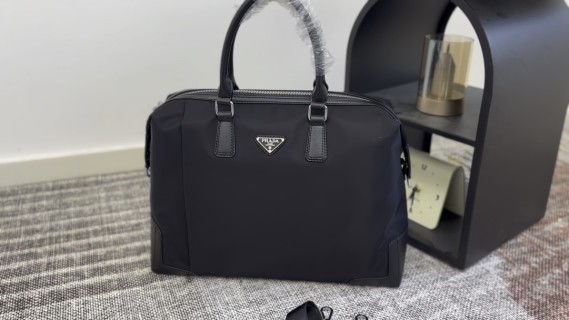 Prada Black Nylon Tote Bag with Triangle Logo