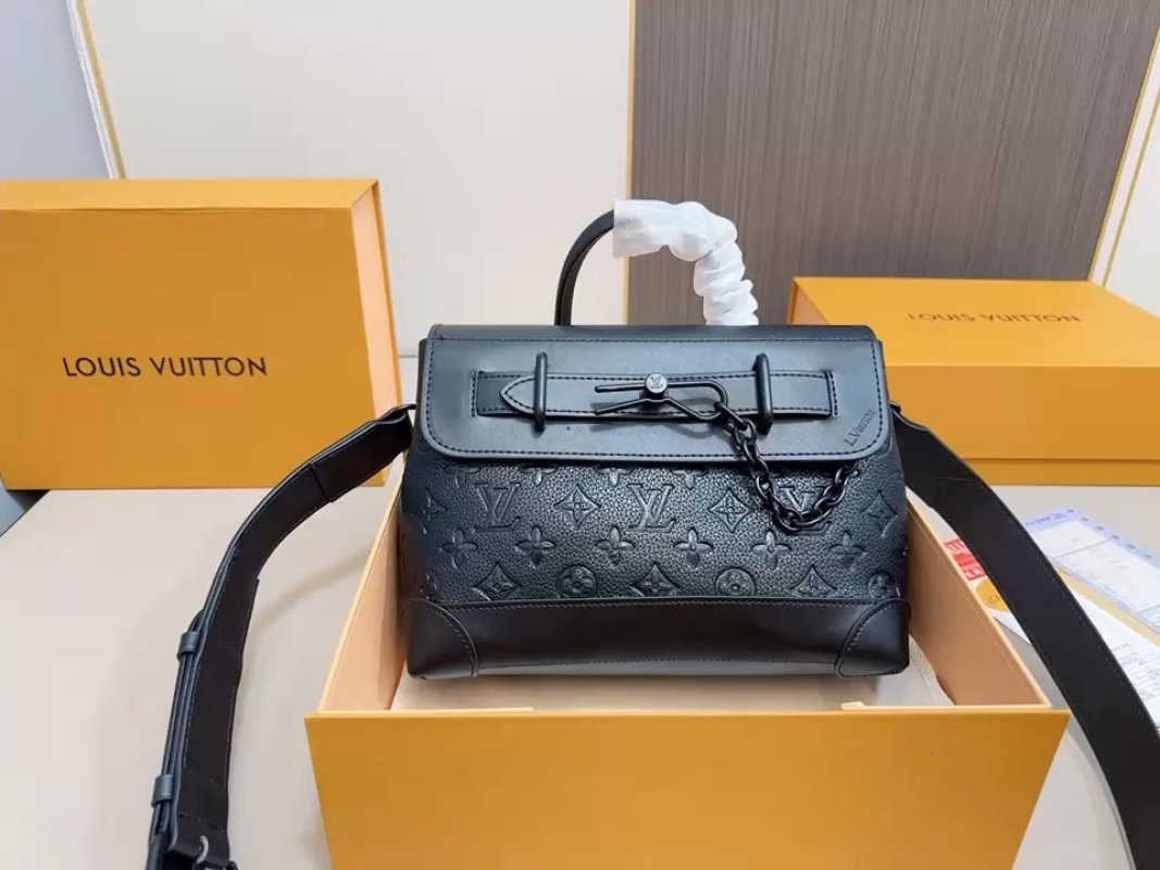 Louis Vuitton Monogram Embossed Black Top Handle Bag