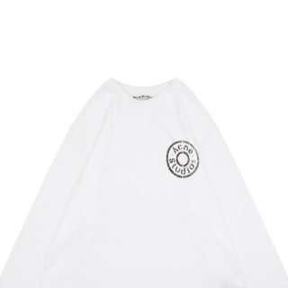 Acne Studios Distressed Circle Logo Long Sleeve T-Shirt White view 3