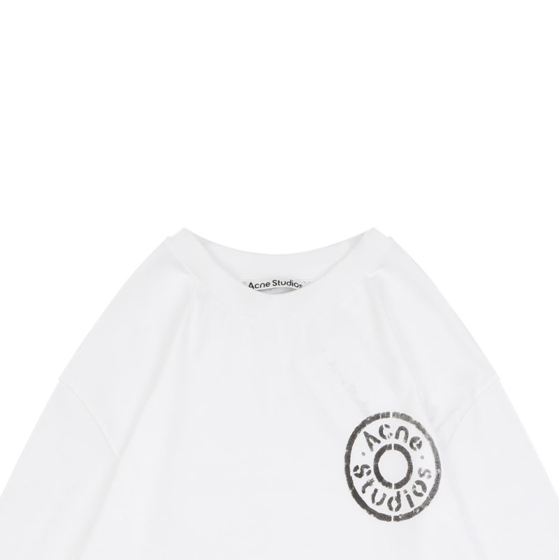 Acne Studios Distressed Circle Logo Long Sleeve T-Shirt White view