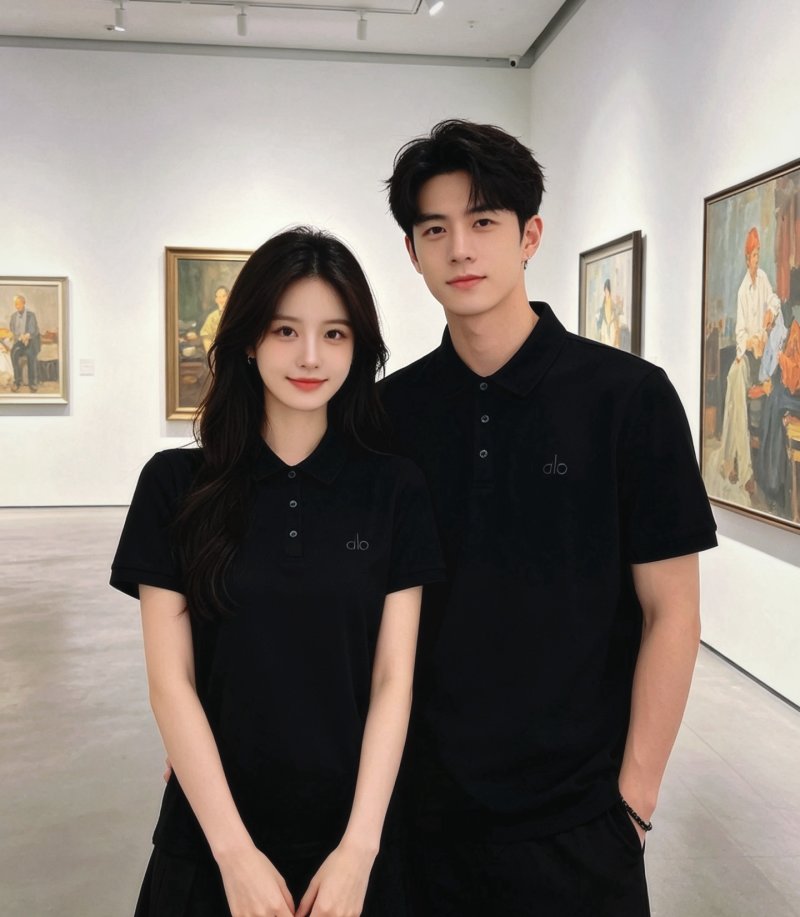 Alo Black Short-Sleeve Polo Shirt view