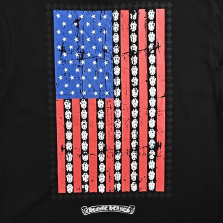 Black USA Flag Skull Graphic Short Sleeve T-Shirt view 15