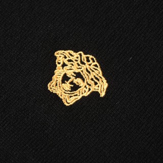 Versace Medusa Gold Embroidered Crew Neck Sweater Black view 12