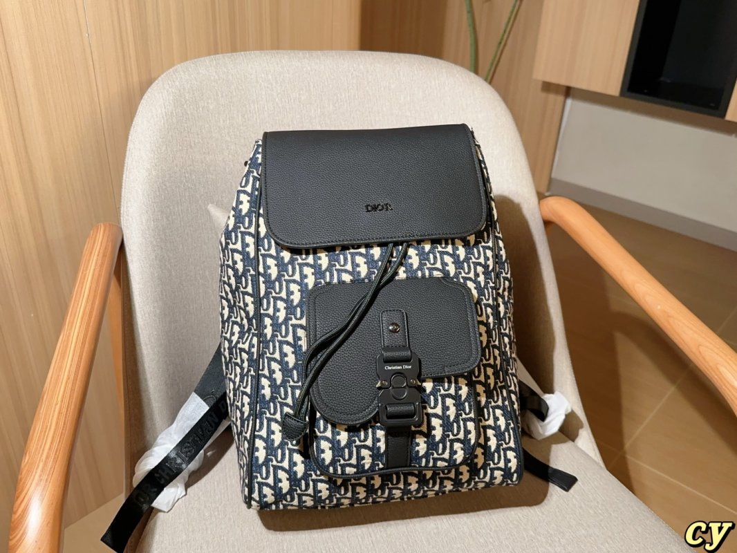 Dior Men Monogram Backpack Black Navy