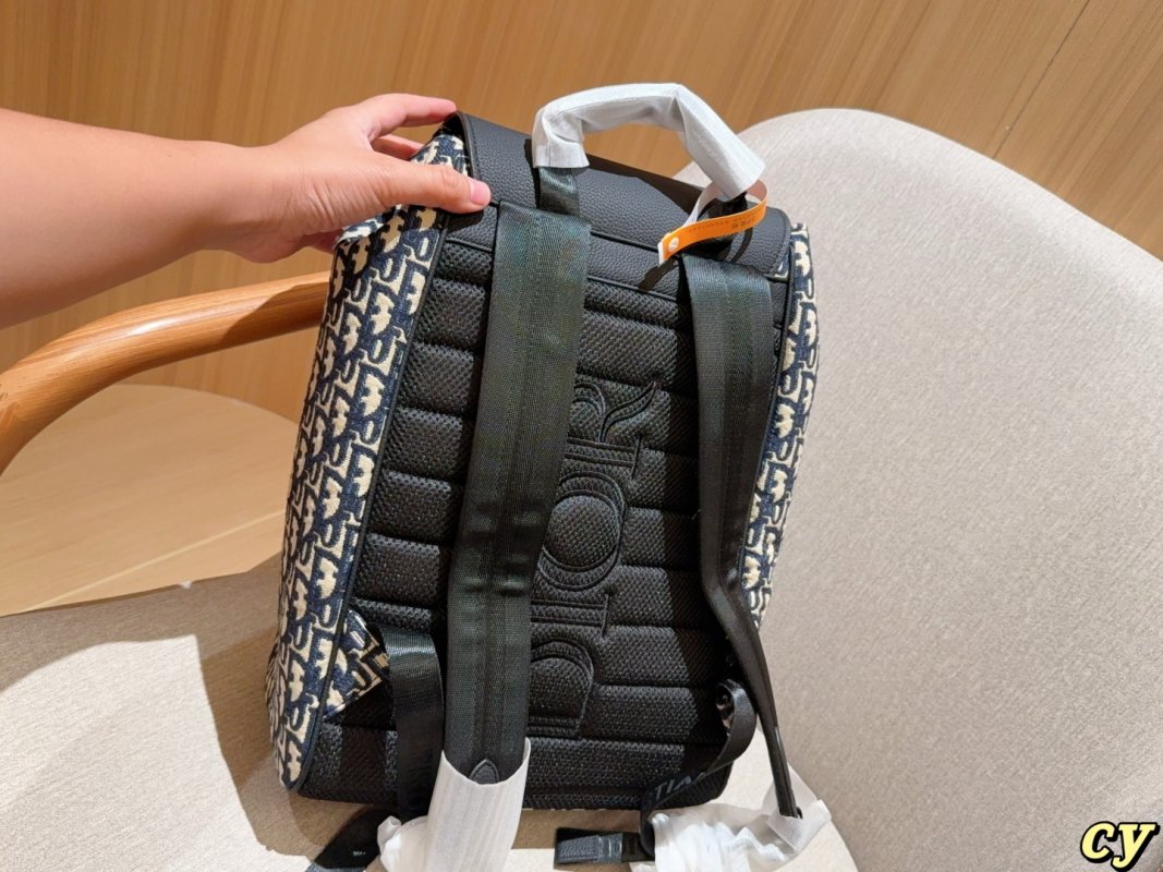 Dior Men Monogram Backpack Black Navy view