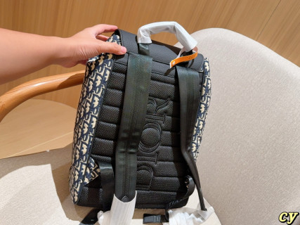 Dior Men Monogram Backpack Black Navy view 4