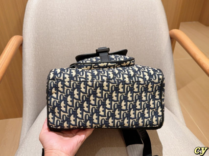 Dior Men Monogram Backpack Black Navy view 6