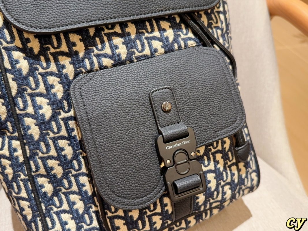 Dior Men Monogram Backpack Black Navy view