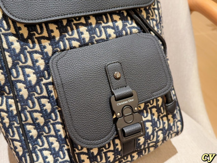 Dior Men Monogram Backpack Black Navy view 7