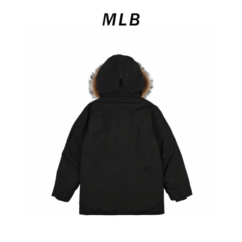 Black Down Parka Jacket with Fur Hood view