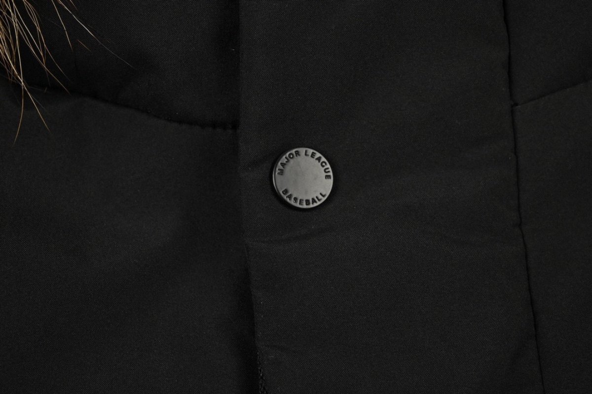 Black Down Parka Jacket with Fur Hood view