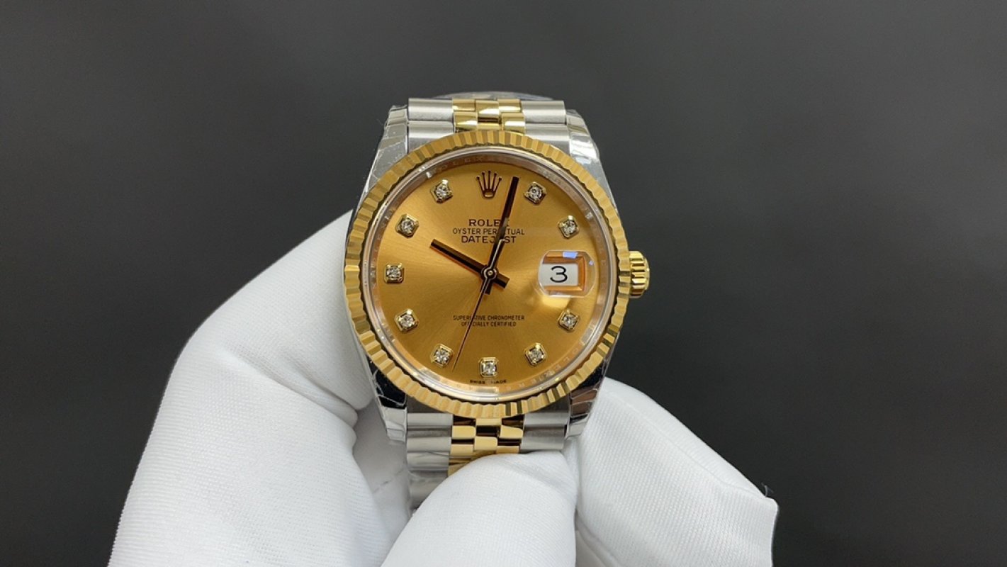Rolex Datejust 41mm Two-Tone Gold Champagne Diamond Dial