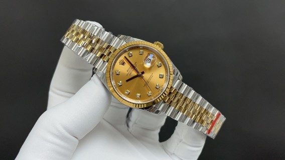 Rolex Datejust 41mm Two-Tone Gold Champagne Diamond Dial view 2