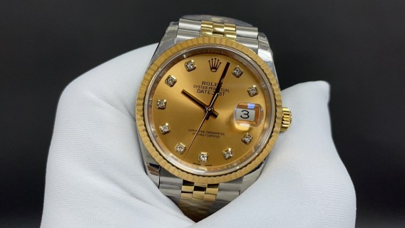 Rolex Datejust 41mm Two-Tone Gold Champagne Diamond Dial view 3