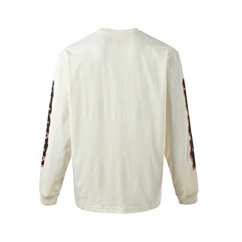 Cream Long Sleeve Tee with Orange & Black Sleeve Print view