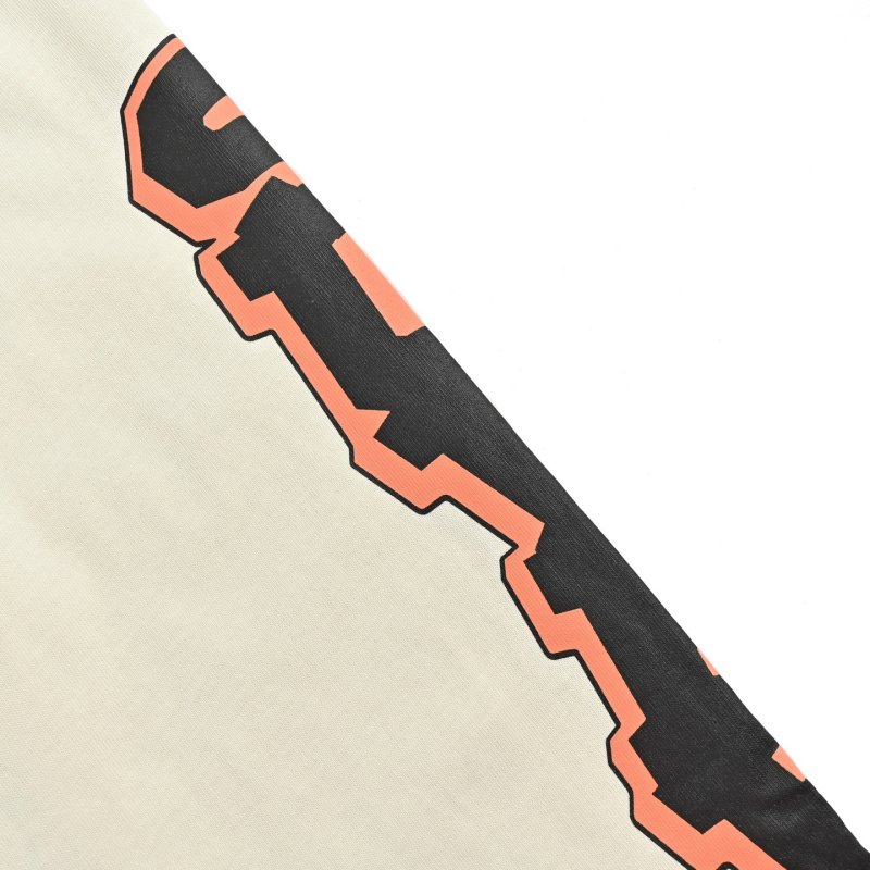 Cream Long Sleeve Tee with Orange & Black Sleeve Print view